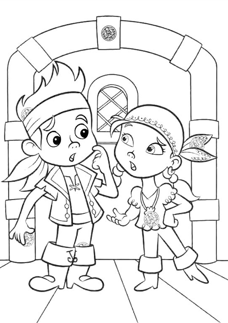 kolorowanka Jake i Iza i piraci z Nibylandii, malowanka Disney do wydruku dla dzieci nr 10